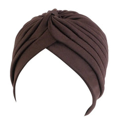 Showlu Fashion Store 0 D coffee New Flower Decoration Turban Solid Color For Women Fashion Hair Wear Head Wrap Ladies Headwear Cancer Hats India Cap Bandana