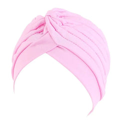 Showlu Fashion Store 0 Pink 1 New Flower Decoration Turban Solid Color For Women Fashion Hair Wear Head Wrap Ladies Headwear Cancer Hats India Cap Bandana