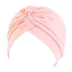 Showlu Fashion Store 0 Shell pink 1 New Flower Decoration Turban Solid Color For Women Fashion Hair Wear Head Wrap Ladies Headwear Cancer Hats India Cap Bandana