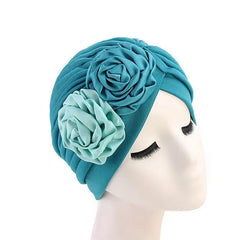 Showlu Fashion Store 0 New Flower Decoration Turban Solid Color For Women Fashion Hair Wear Head Wrap Ladies Headwear Cancer Hats India Cap Bandana