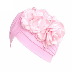 Showlu Fashion Store 0 Pink New Flower Decoration Turban Solid Color For Women Fashion Hair Wear Head Wrap Ladies Headwear Cancer Hats India Cap Bandana