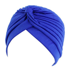 Showlu Fashion Store 0 Royal blue New Flower Decoration Turban Solid Color For Women Fashion Hair Wear Head Wrap Ladies Headwear Cancer Hats India Cap Bandana