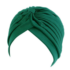 Showlu Fashion Store 0 D green New Flower Decoration Turban Solid Color For Women Fashion Hair Wear Head Wrap Ladies Headwear Cancer Hats India Cap Bandana