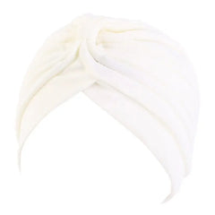 Showlu Fashion Store 0 Milky white New Flower Decoration Turban Solid Color For Women Fashion Hair Wear Head Wrap Ladies Headwear Cancer Hats India Cap Bandana