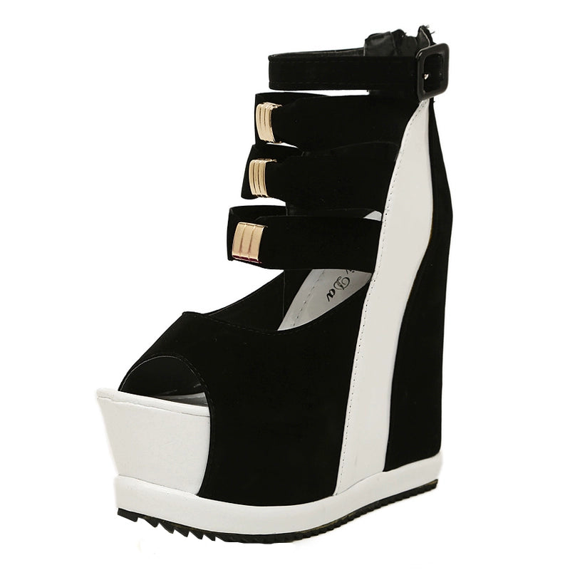 Platform Shoes Women's New Hidden Heel Peep Toe Cut Out Sandals SHOWLU FASHION STORE