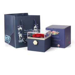 Personality Lettering Stainless Steel Double Ring Heart Necklace Rotating Rose Jewel Case and Packing Box Reversible Necklace Box SHOWLU FASHION STORE