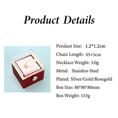 Personality Lettering Stainless Steel Double Ring Heart Necklace Rotating Rose Jewel Case and Packing Box Reversible Necklace Box SHOWLU FASHION STORE