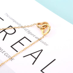 Personality Lettering Stainless Steel Double Ring Heart Necklace Rotating Rose Jewel Case and Packing Box Reversible Necklace Box SHOWLU FASHION STORE