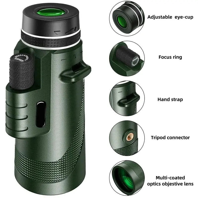 Showlu Fashion Store 0 G872B-Green suit1 Portable Zoom HD 5000M Telescope Folding Long Distance Mini Powerful Telescope for Hunting Sports Outdoor Camping Travel