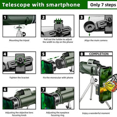 Showlu Fashion Store 0 G872B-Green suit1 Portable Zoom HD 5000M Telescope Folding Long Distance Mini Powerful Telescope for Hunting Sports Outdoor Camping Travel