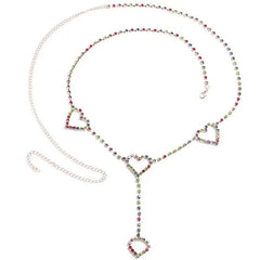 Showlu Fashion Store 0 Heart Rainbow Rhinestone Body Chains Belt Crystal Waist Chains Heart Pendant Summer Beach Waist Body Jewelry Festival Belt Belly Jewelry Women