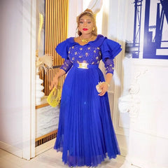 Party Evening Dresses For Women Long Sleeve Robe African Dashiki Crystal Outfits Wedding Birthday Prom Gown Dubai Turkey Kaftans SHOWLU FASHION STORE