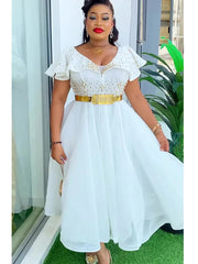 Plus Size African Wedding Party Dresses for Women 2024 New Dashiki Ankara Evening Gown Elegant Turkey Outfit Robe Africa Clothes SHOWLU FASHION STORE