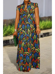 Plus Size Women'S Printed Shirt Dress Women'S Casual Midi Holiday Spring/Summer Dress Women'S Loose Beach Skirt Shirt Maxi Dress SHOWLU FASHION STORE