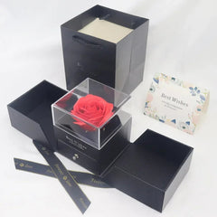 Rose Jewelry Gift Box Bow Packaging Luxury Double Door Drawer Necklace For Girlfriend Mom Simulation Flower Creative Romantic SHOWLU FASHION STORE