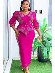 2025 Elegant African Dresses for Women Africa Clothing Plus Size Wedding Party Long Christmas Dress Dashiki Ankara Outfits Robe SHOWLU FASHION STORE