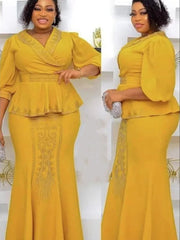 2 Pieces Set Africa Clothes Dashiki African Skirts And Top for Women Ankara Wedding Gown Outfits 2024 Plus Size Lady Party Dress SHOWLU FASHION STORE