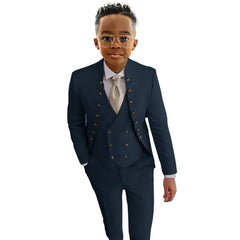 Boys Suit Fashion Design 3-piece Wedding Tuxedo Kids Custom Jacket Pants Vest Complete Suit Available for 2-18 years old SHOWLU FASHION STORE