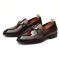 Men's Business Casual Patent Leather Shiny Square Head Slip-on Shoe SHOWLU FASHION STORE