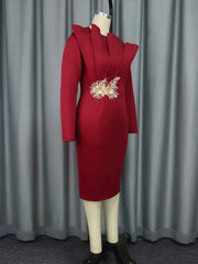Elegant Church Dresses for Women Party Bodycon Long Sleeves with Lace Appliques Sheath Classy Occasion African Wedding Guest New SHOWLU FASHION STORE