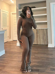 Fall 2024 Women Clothes Two Piece Flared Pants Tracksuits Set Casual Gym Active Wear 2 Piece Set Lounge Womens Matching Sets SHOWLU FASHION STORE