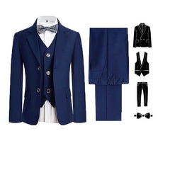 4 Pieces Pink Jacket Vest Pants Bowtie Children Skinny Dress Gentleman Kids Photograph Suit Boys Graduation Performance Costume SHOWLU FASHION STORE