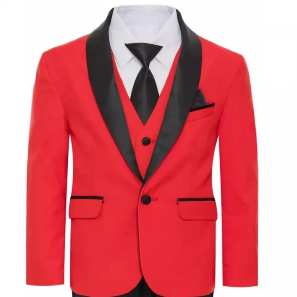 Children Slim Fit White Jacket Vest Pants Bowtie 4PCS Photograph Suit Kids Piano Host Performance Dress Boy's Suit For Wedding SHOWLU FASHION STORE