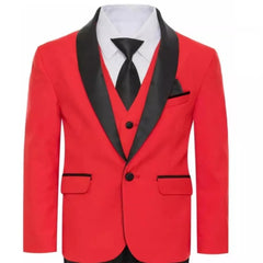 Children Slim Fit White Jacket Vest Pants Bowtie 4PCS Photograph Suit Kids Piano Host Performance Dress Boy's Suit For Wedding SHOWLU FASHION STORE