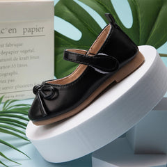 2024 Casual Princess Kids PU Leather Girls Shoes Black Bowknot Decor Mary Jane Non-slip Rubber Sole Girls Children's Shoes Flats SHOWLU FASHION STORE