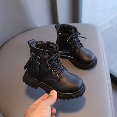 Rubber Boots for Children Boys Tide Boots Autumn Winter Warm Cotton Ankle Boots for Kindergarten Girls Kids Boots Double Zip New SHOWLU FASHION STORE