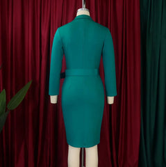 New Fashion 2024 Dresses for Women Elegant Casual Suit Collar Solid Color Double Breasted Dress Female Clothing Outfits SHOWLU FASHION STORE