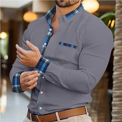 Men's Shirt Button Up Casual Shirt Long Sleeve Line Patchwork Shirt Everyday Resort Wear Casual Comfort Casual Elegant Plus Size SHOWLU FASHION STORE