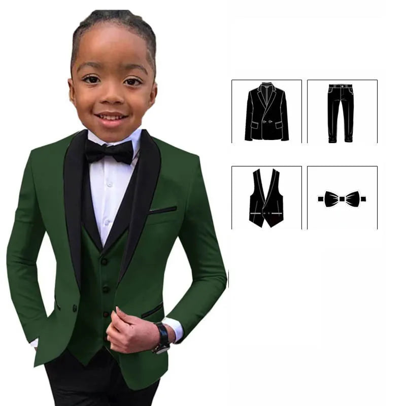 Children Slim Fit White Jacket Vest Pants Bowtie 4PCS Photograph Suit Kids Piano Host Performance Dress Boy's Suit For Wedding SHOWLU FASHION STORE