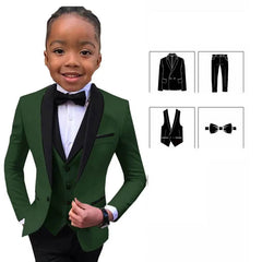 Children Slim Fit White Jacket Vest Pants Bowtie 4PCS Photograph Suit Kids Piano Host Performance Dress Boy's Suit For Wedding SHOWLU FASHION STORE