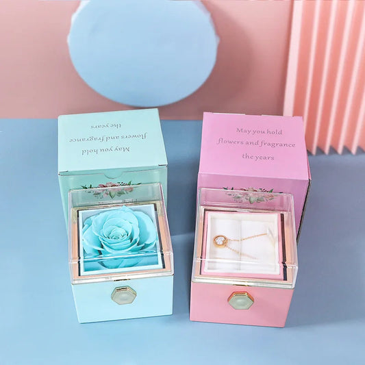 Luxury Rose Flip Gift Box Necklace Earrings Ring Decoration Box For Girlfriend Mother Lover 2025 Christmas Valentine's Day Gifts SHOWLU FASHION STORE