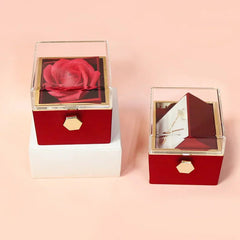 Rotation Rose Jewelry Gift Boxes Valentine's Day Marriage Acrylic Ring Boxes Necklace Storage Rose Jewelry Display Rack SHOWLU FASHION STORE