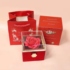 Rotation Rose Jewelry Gift Boxes Valentine's Day Marriage Acrylic Ring Boxes Necklace Storage Rose Jewelry Display Rack SHOWLU FASHION STORE