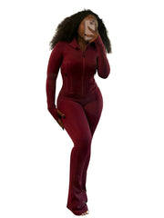 Fall 2024 Women Clothes Two Piece Flared Pants Tracksuits Set Casual Gym Active Wear 2 Piece Set Lounge Womens Matching Sets SHOWLU FASHION STORE
