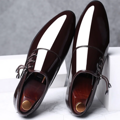 Trending Italian Patent Leather Shoes for Men Business Shoe Lace Up Oxfords Plus Size Male Wedding Party Shoes Men Black Leather SHOWLU FASHION STORE