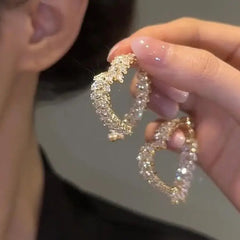 New Design Luxury Zircon Flower Stud Earrings for Women Fashion Brand Jewelry Double Used Crystal Leaves Earrings SHOWLU FASHION STORE