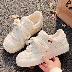 2025 Spring Hello Kitty Anime Kawaii MINISO Board Shoes Cute Cartoon Female Student Sports Casual Sneakers Soft Gifts for Girls SHOWLU FASHION STORE