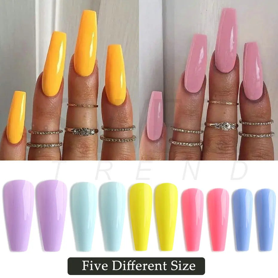 100pcs False Nail Press On Nails Acrylic Extension Coffin Forms Nail Tips Gel Nail Polish Artificial Nail Sets Kits Tools KE1895 SHOWLU FASHION STORE