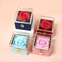 1PC Rotating Eternal Rose Flower Jewelry Box Ring Earrings Necklace Storage Boxes Wedding Valentine's Day Gift Boxes for Lovers SHOWLU FASHION STORE