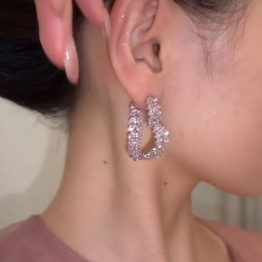 French Style Small Fragrance Pink Wheat Ear Lovehigh-end Feeling Light Luxury Zircon Earrings for Girls. SHOWLU FASHION STORE