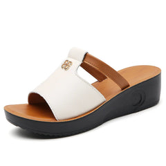 2024 Summer Women Wedge Sandals Premium Orthopedic Open Toe Sandals Vintage Anti-slip Leather Casual Female Platform Retro Shoes SHOWLU FASHION STORE