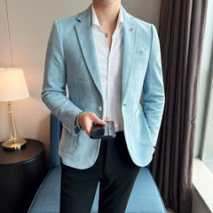 New Fashion Suit Coat Men's Slim Fit Deerskin Velvet Elegant Luxury Blazer Coat Business Casual Wedding Plus Size Suit 4XL-S SHOWLU FASHION STORE