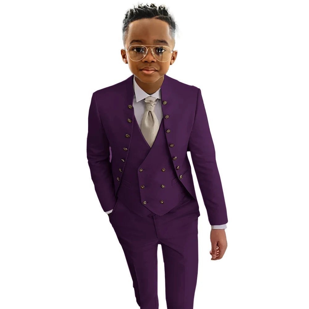 Boys Suit Fashion Design 3-piece Wedding Tuxedo Kids Custom Jacket Pants Vest Complete Suit Available for 2-18 years old SHOWLU FASHION STORE