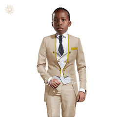 Boys Tuxedo Suit Slim Fit 3 Pieces Kids Formal Suit Blazer Pants Vest Set fit 3-16 Years SHOWLU FASHION STORE
