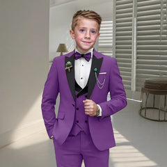 Velvet Peacked Lapel Boy's Suit Set Champagne 4-Pieces Kids Tuxedo Set Blazer Vest Pants Bow-tie For  Birthday Graduation SHOWLU FASHION STORE