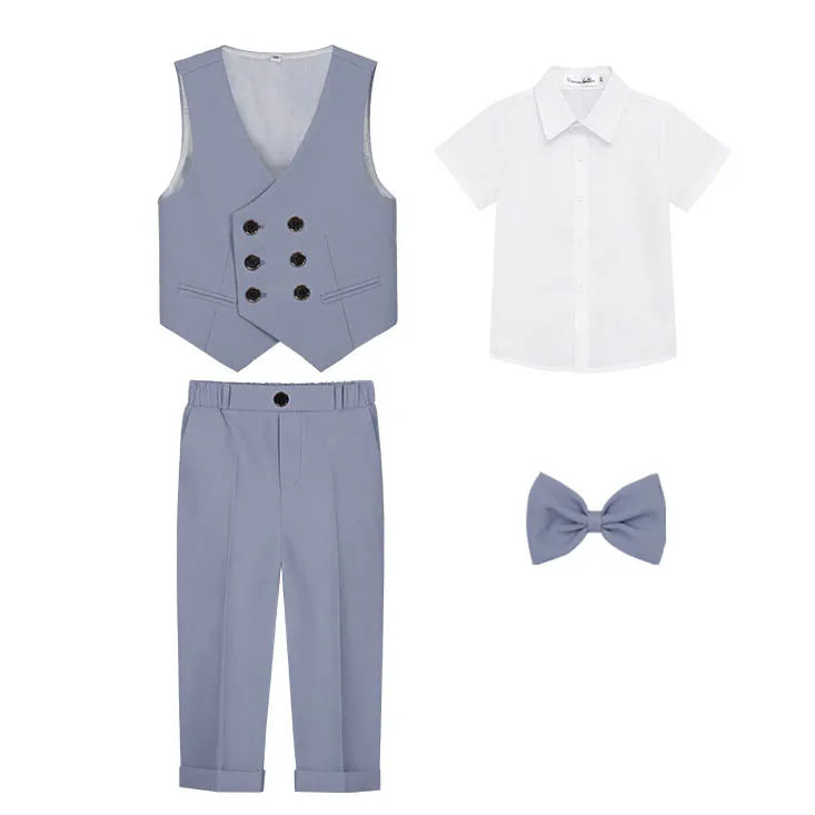 JUCPKID Children's Vest 3/4pcs Suit Formla Elegant Kids Boys Wedding Suit Kids Waistcoat Pants Bowtie Boys Suits Outfits Set SHOWLU FASHION STORE
